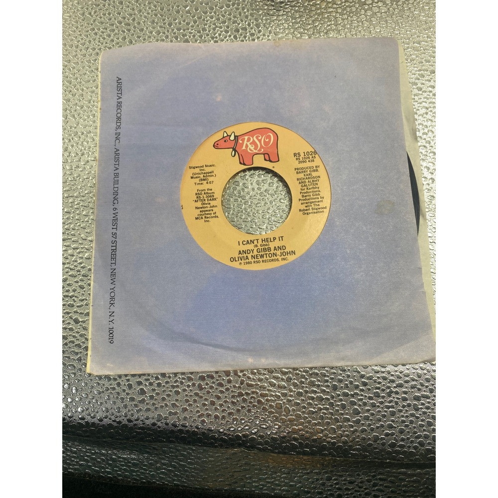 Andy Gibb Olivia Newton-John I Cant Help It 7" Vinyl 45 RPM RSO RS 1026 1980 Pop